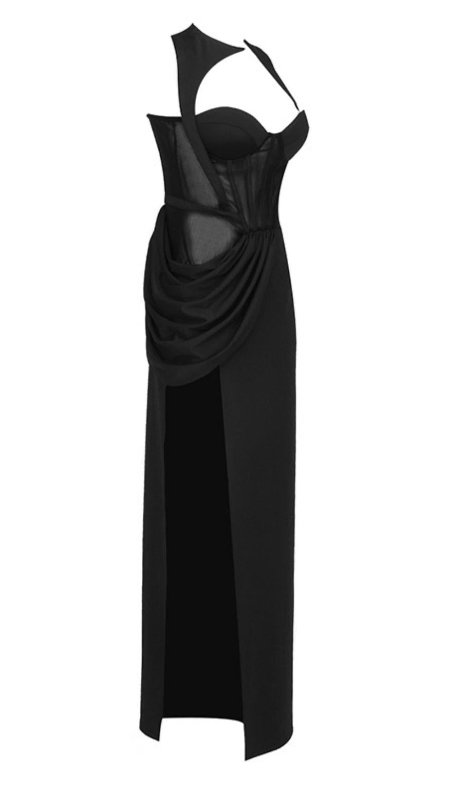 FISHBONE MAXI DRESS IN BLACK