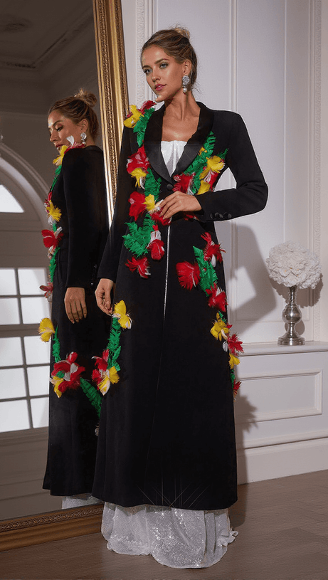 Mantel „Rigby“ mit Federbesatz