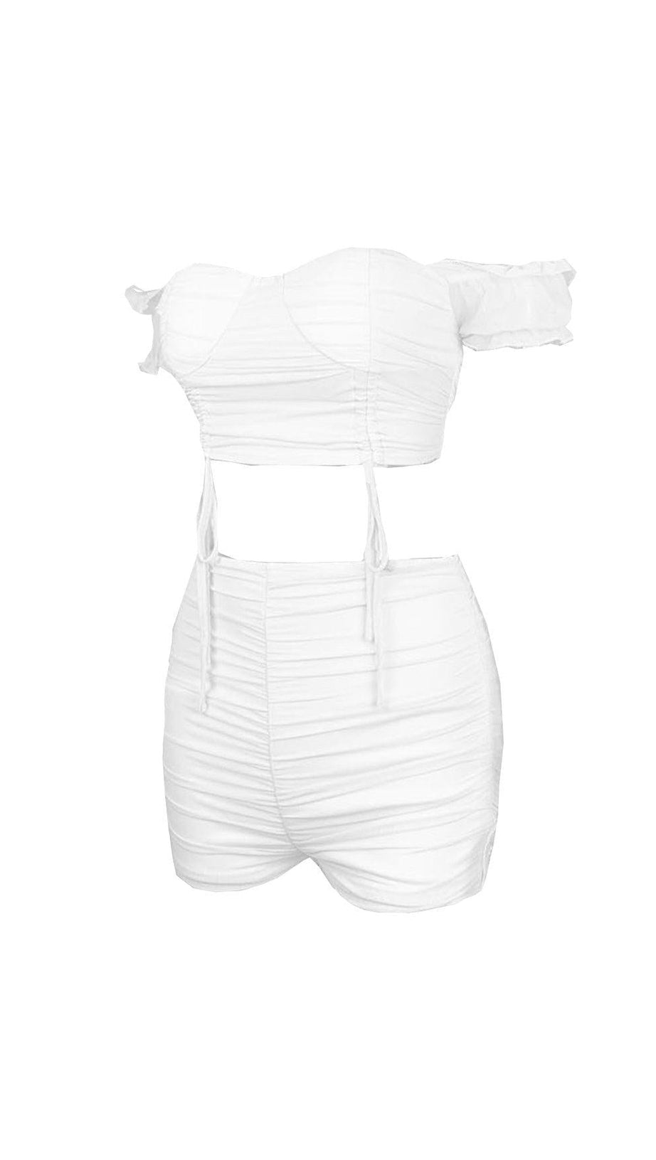 ABITO IN FILATO DI RETE CON SPALLE IN CARTA.