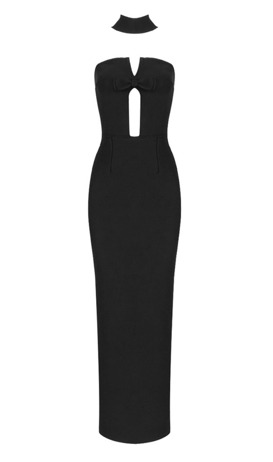 TRÄGERLOSES MAXIKLEID IN SCHWARZ