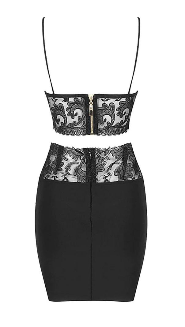 AIIZIE TWO-PIECE LACE BANDAGE MINI DRESS IN BLACK - product image