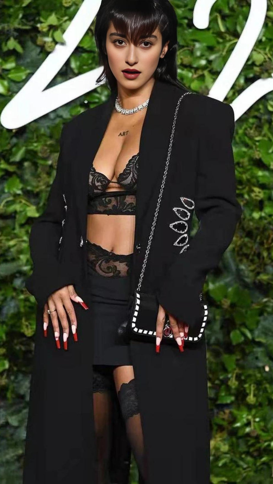 TWO-PIECE LACE BANDAGE MINI DRESS IN BLACK