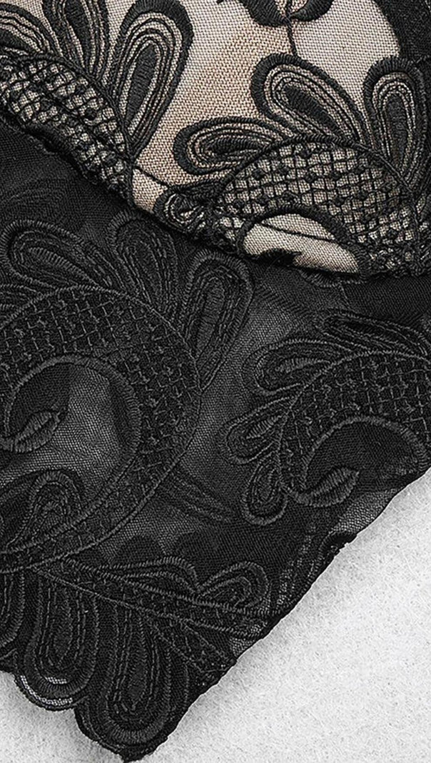 AIIZIE TWO-PIECE LACE BANDAGE MINI DRESS IN BLACK - product image