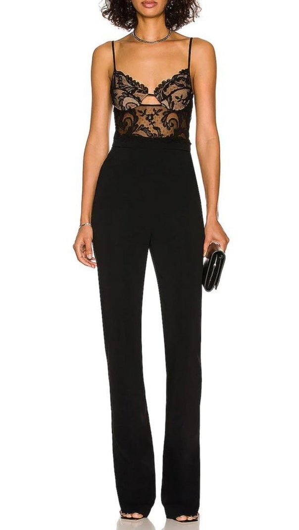 AIIZIE LACE BANDAGE JUMPSUIT IN BLACK - product image