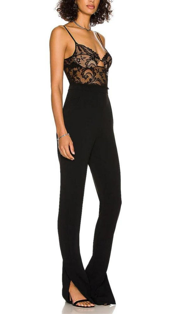 AIIZIE LACE BANDAGE JUMPSUIT IN BLACK - product image