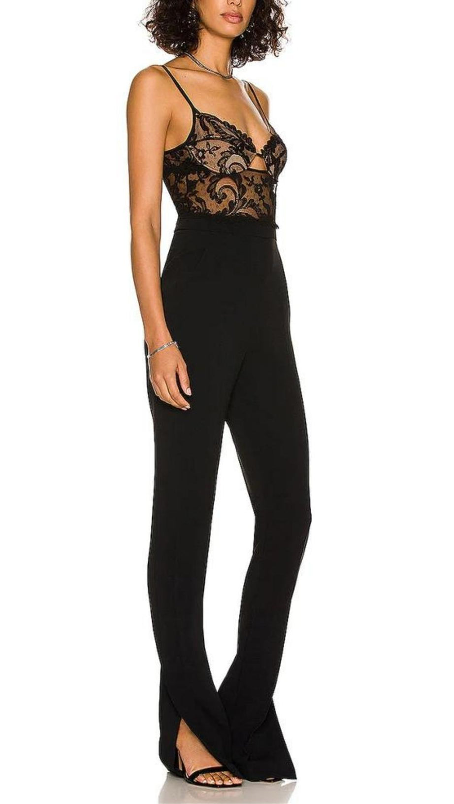 LACE BANDAGE JUMPSUIT IN BLACK