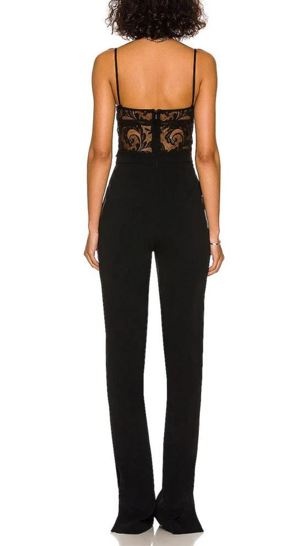 AIIZIE LACE BANDAGE JUMPSUIT IN BLACK - product image