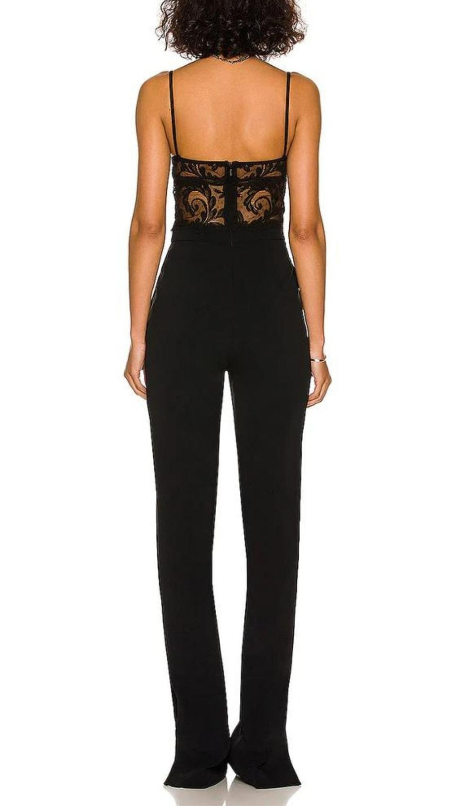 LACE BANDAGE JUMPSUIT IN BLACK