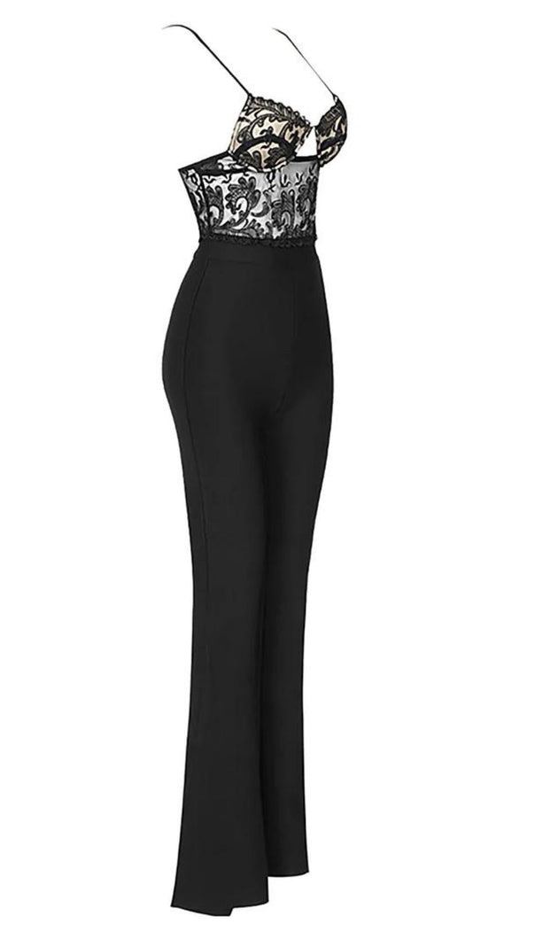 AIIZIE LACE BANDAGE JUMPSUIT IN BLACK - product image