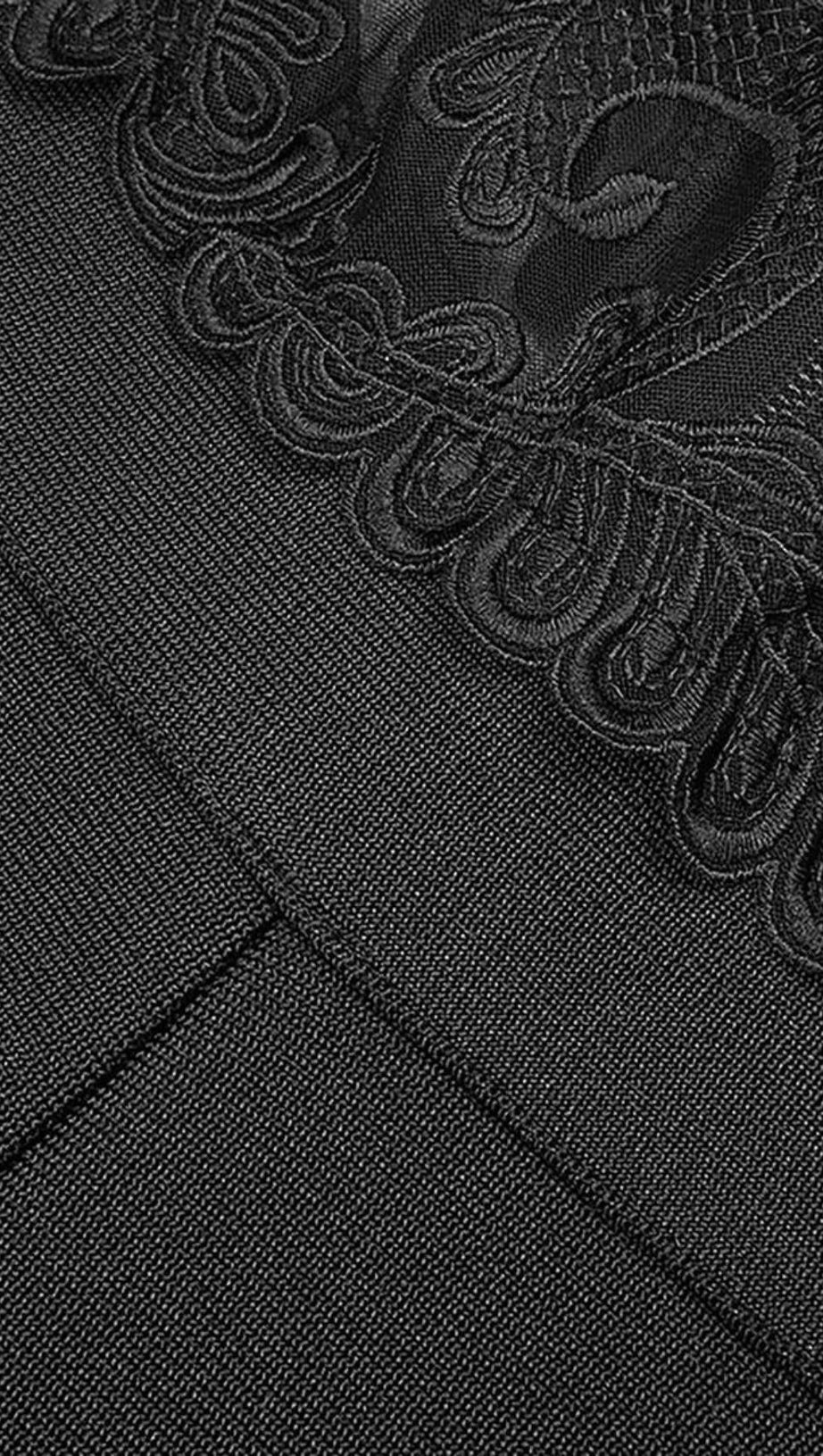 LACE BANDAGE JUMPSUIT IN BLACK