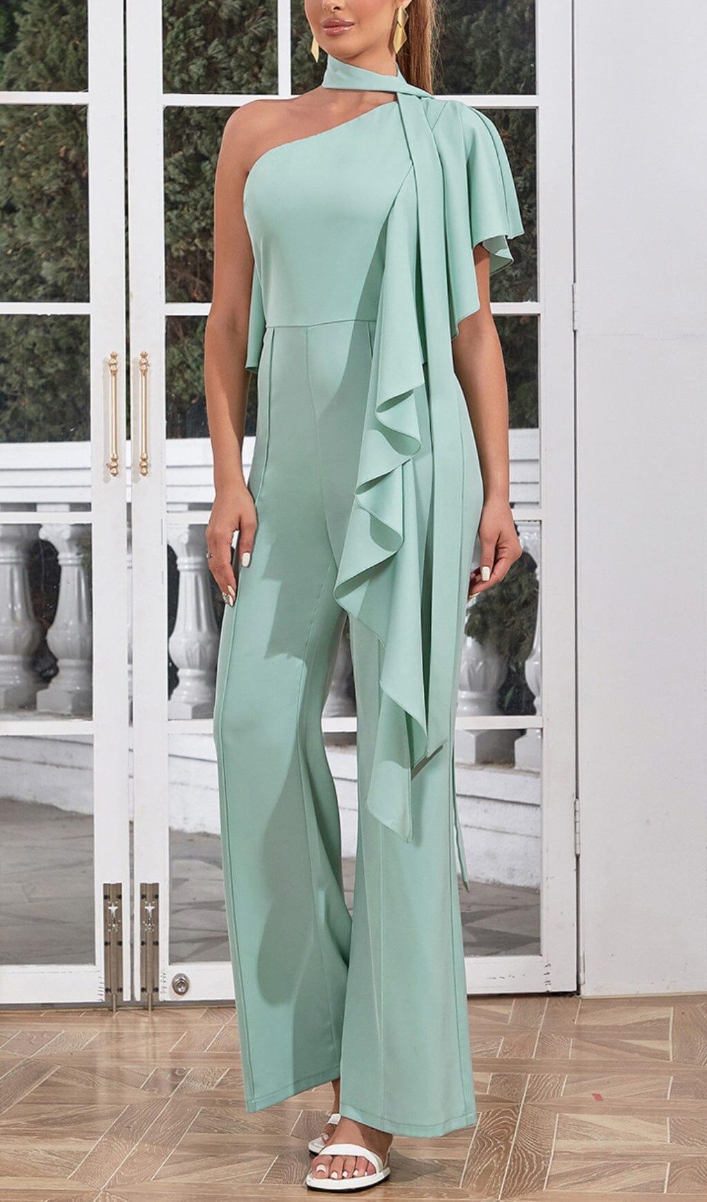 TUTA CON SCOLLO A V, MONOSPALLA, SCHIENA APERTA, GAMBA LARGA E BRETELLE