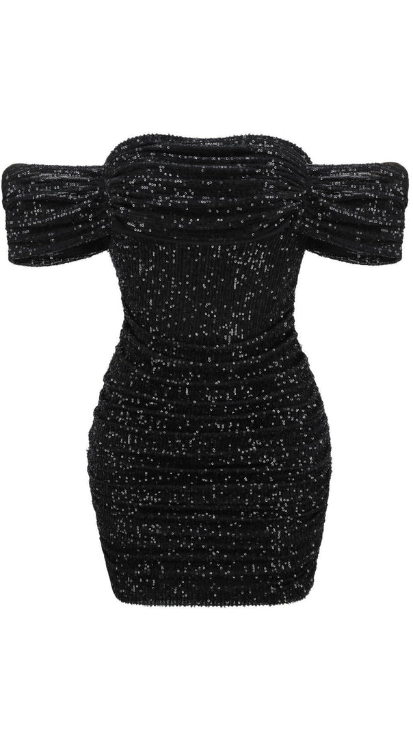 AIIZIE SEQUINS MINI DRESS IN BLACK - product image