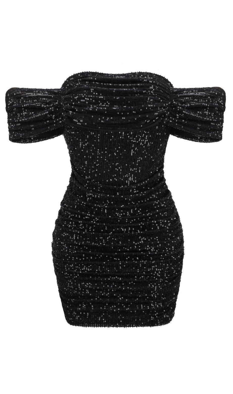 PAILLETTEN-MINIKLEID IN SCHWARZ