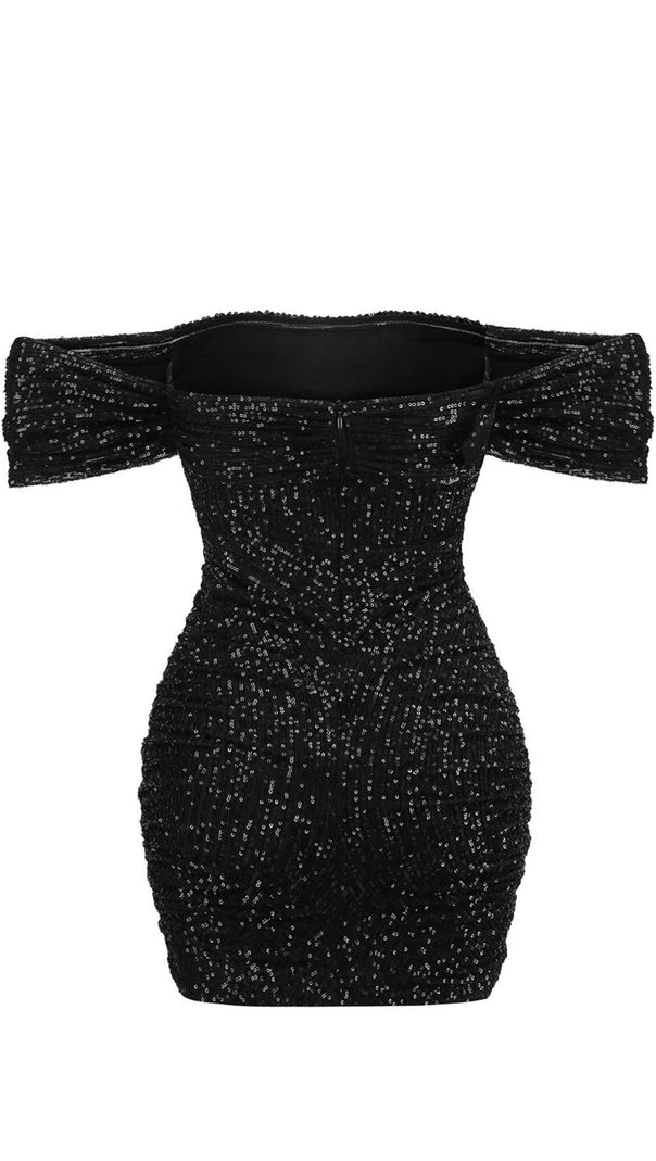 AIIZIE SEQUINS MINI DRESS IN BLACK - product image