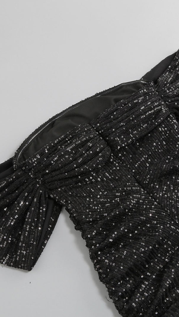 AIIZIE SEQUINS MINI DRESS IN BLACK - product image