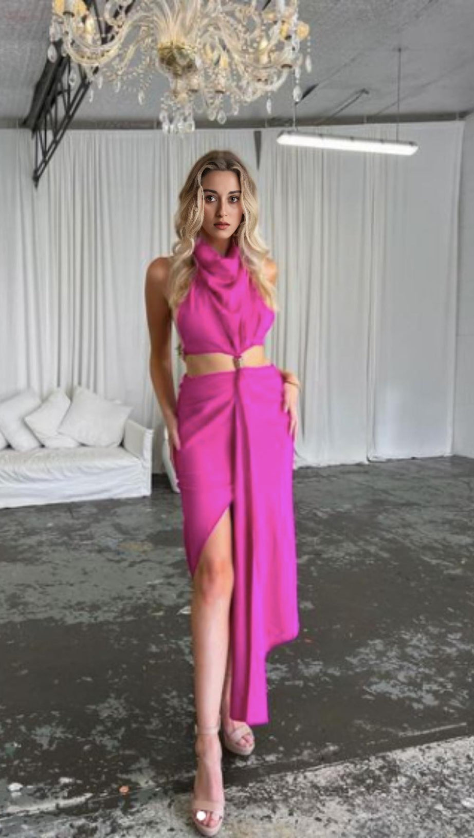 SPLIT MAXI DRESS IN PINK