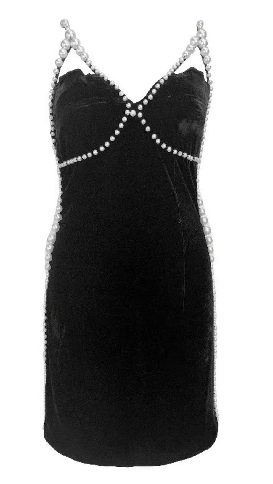 MINI ABITO NERO CON PERLE