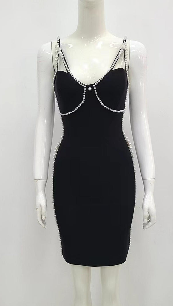 AIIZIE PEARL MINI DRESS IN BLACK - product image