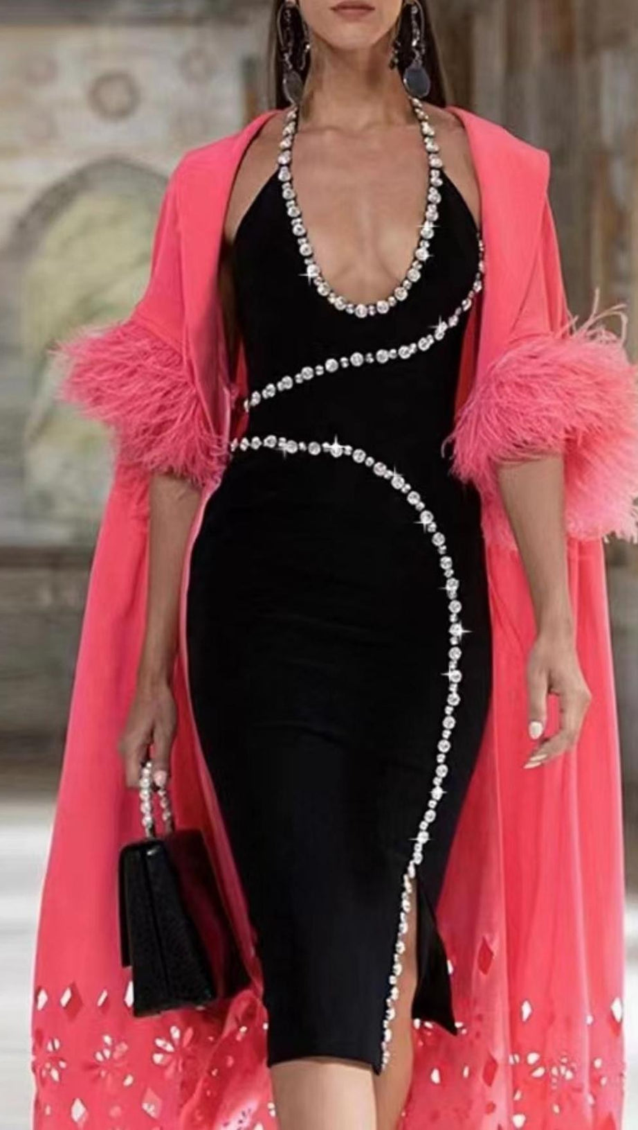 DIAMOND MAXI DRESS IN BLACK