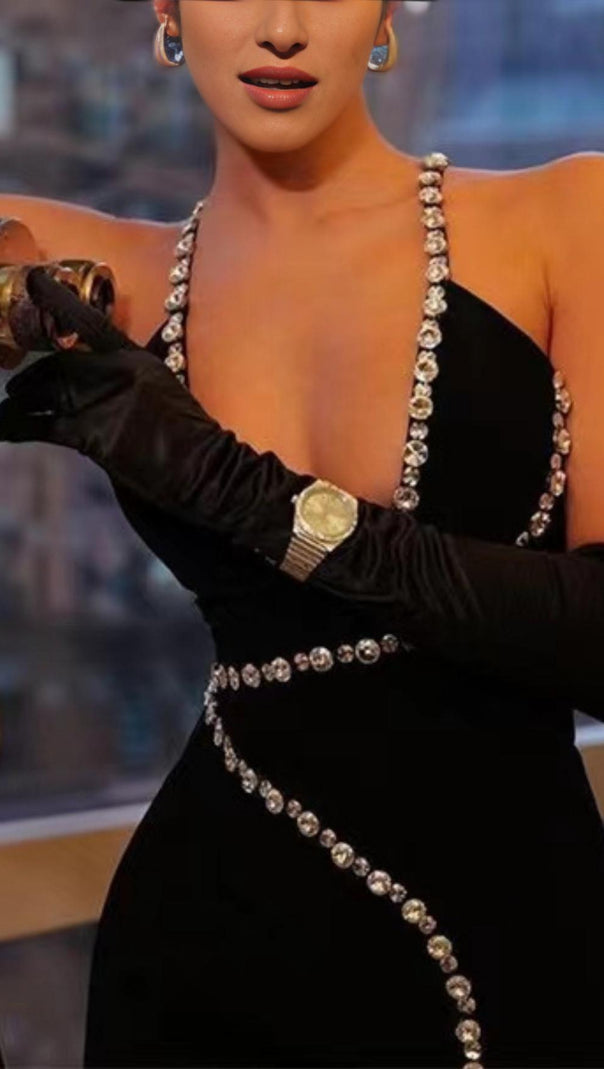 AIIZIE DIAMOND MAXI DRESS IN BLACK - product image