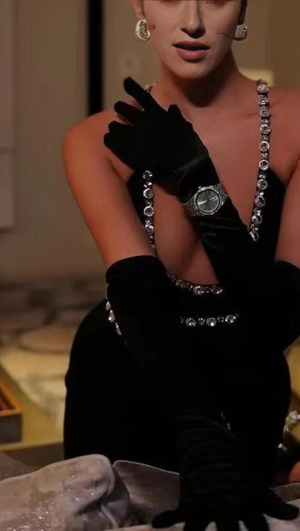 AIIZIE DIAMOND MAXI DRESS IN BLACK - product image