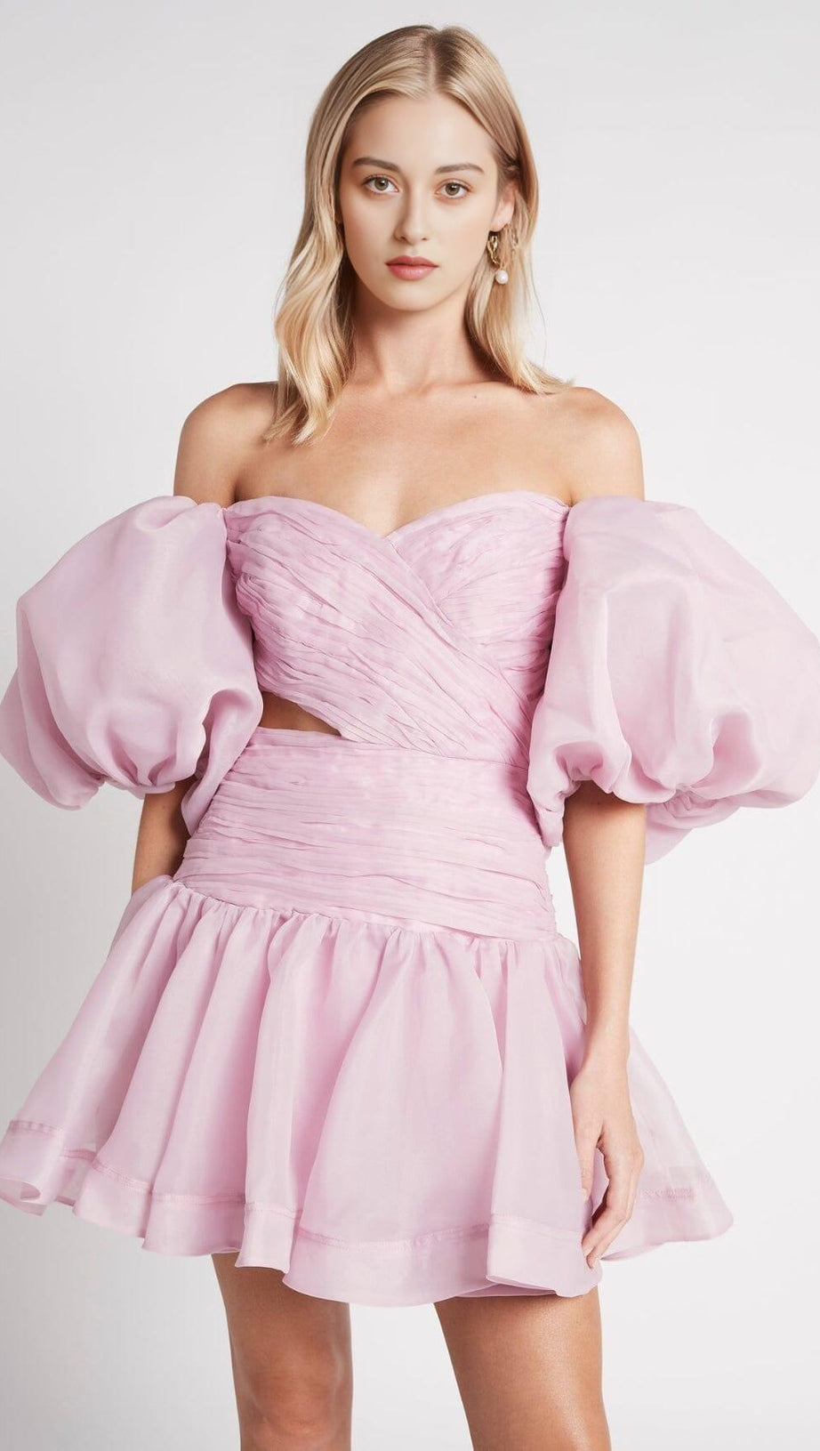 BUBBLE SLEEVE MINI DRESS