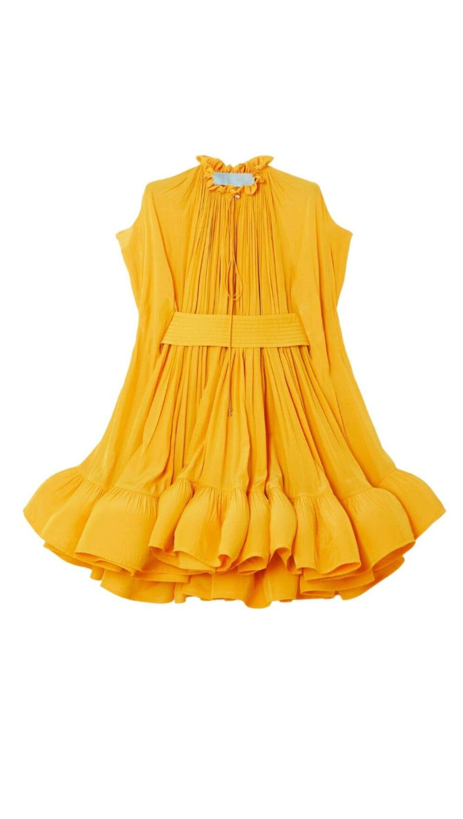 CAPE-EFFECT BELTED CHARMEUSE MINI DRESS