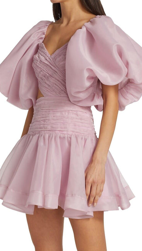 BUBBLE SLEEVE MINI DRESS