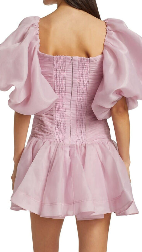 BUBBLE SLEEVE MINI DRESS