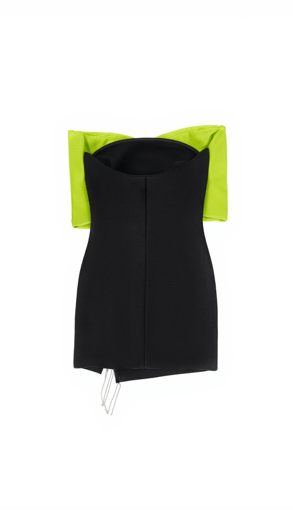 AIIZIE IDONY STRAPLESS BOW CRYSTAL FRINGE MINI DRESS - product image