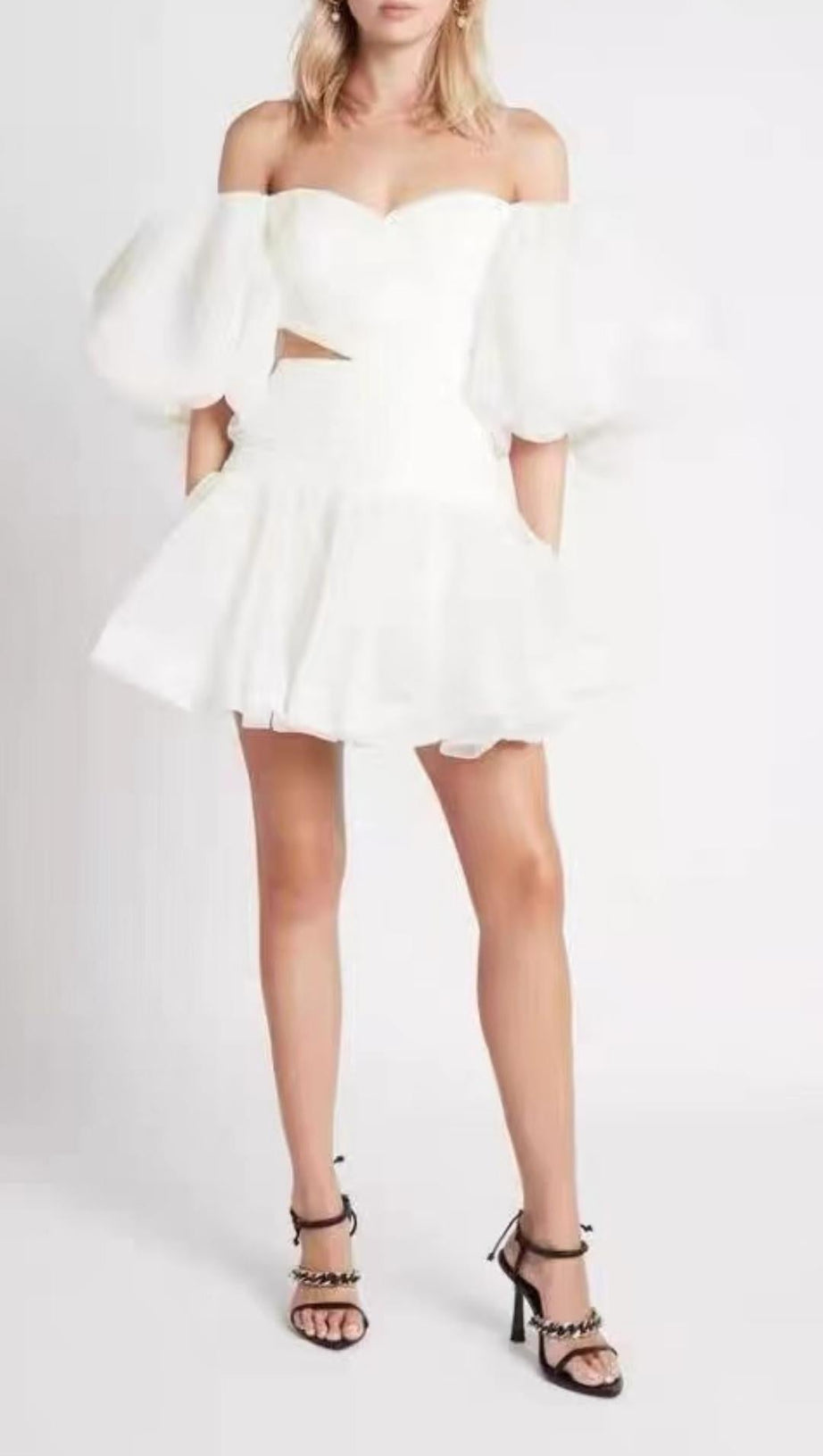 BUBBLE SLEEVE MINI DRESS