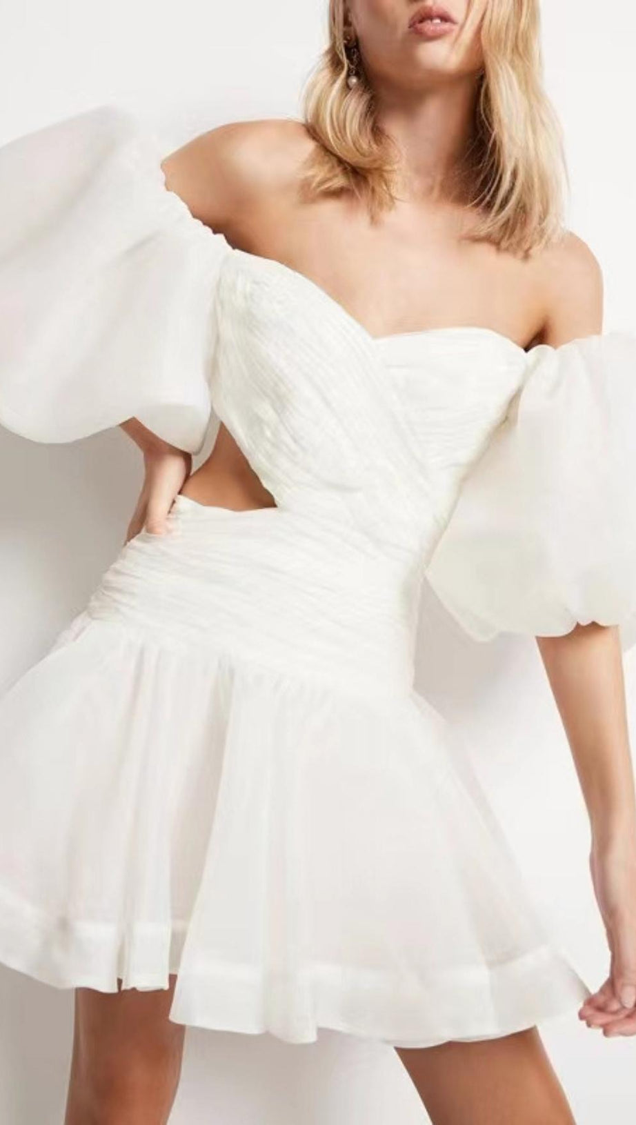 BUBBLE SLEEVE MINI DRESS