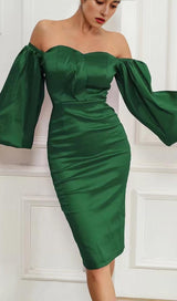 STRAPLESS LONG SLEEVE IN GREEN