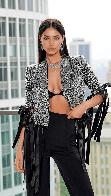 BLAZER CON FIOCCO DI STRASS OSWIN