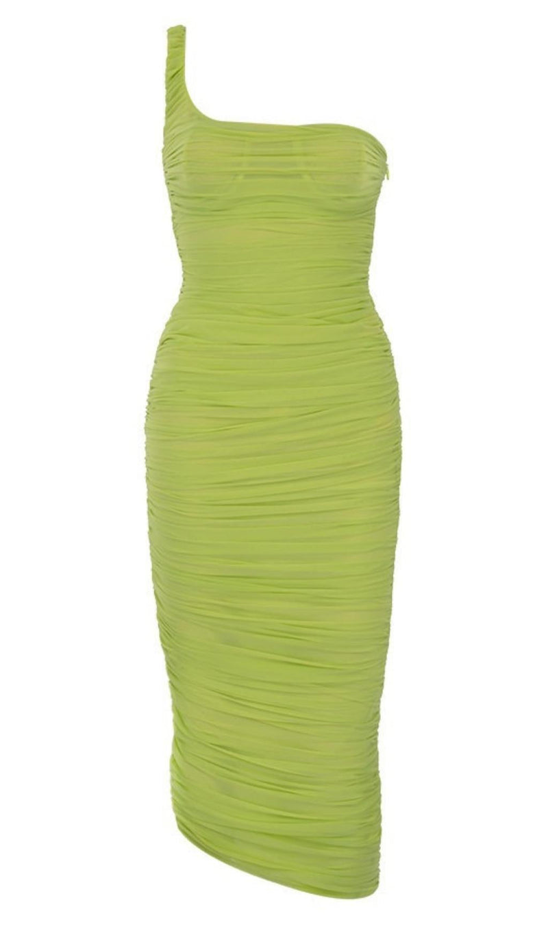 ONE SHOULDER MAXI DRESS IN GREEN