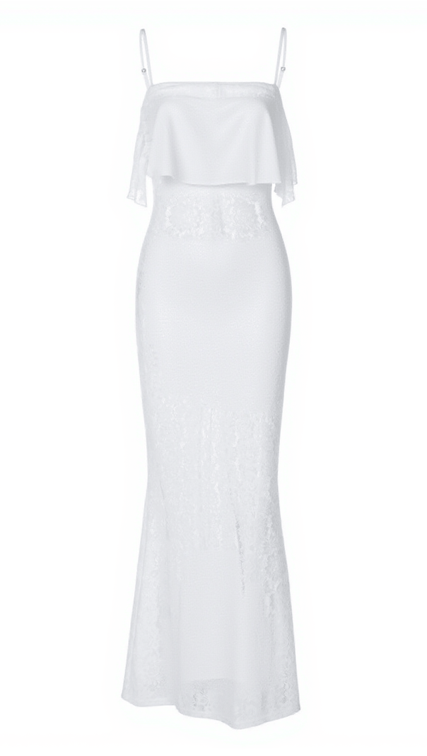 AIIZIE ZAKAI SPAGHETTI RUCHED LACE MAXI DRESS - product image