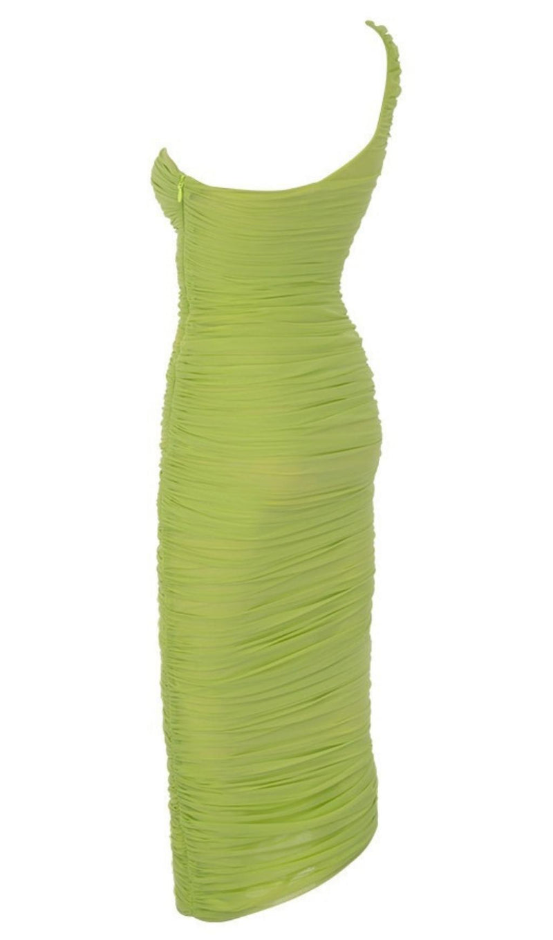 ONE SHOULDER MAXI DRESS IN GREEN