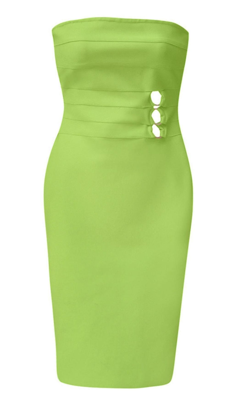 STRAPLESS MINI DRESS IN GREEN