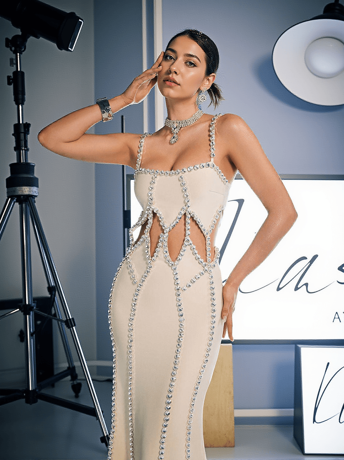 ABITO BENDAGGIO CON TAGLIO DI CRISTALLO DARIO SPAGHETTI