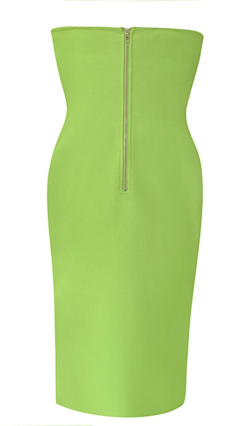 STRAPLESS MINI DRESS IN GREEN