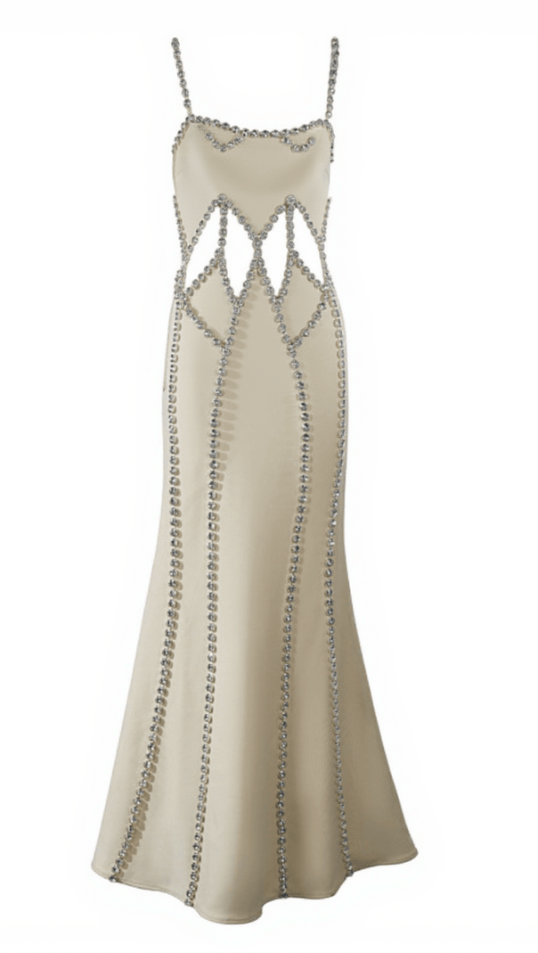 AIIZIE DARIO SPAGHETTI CRYSTAL CUTOUT BANDAGE DRESS - product image