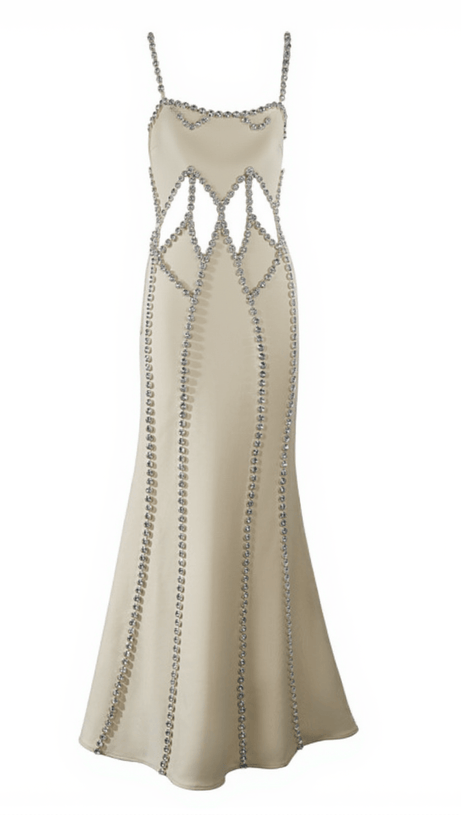 Dario Spaghetti-Bandage-Kleid mit Kristall-Ausschnitt