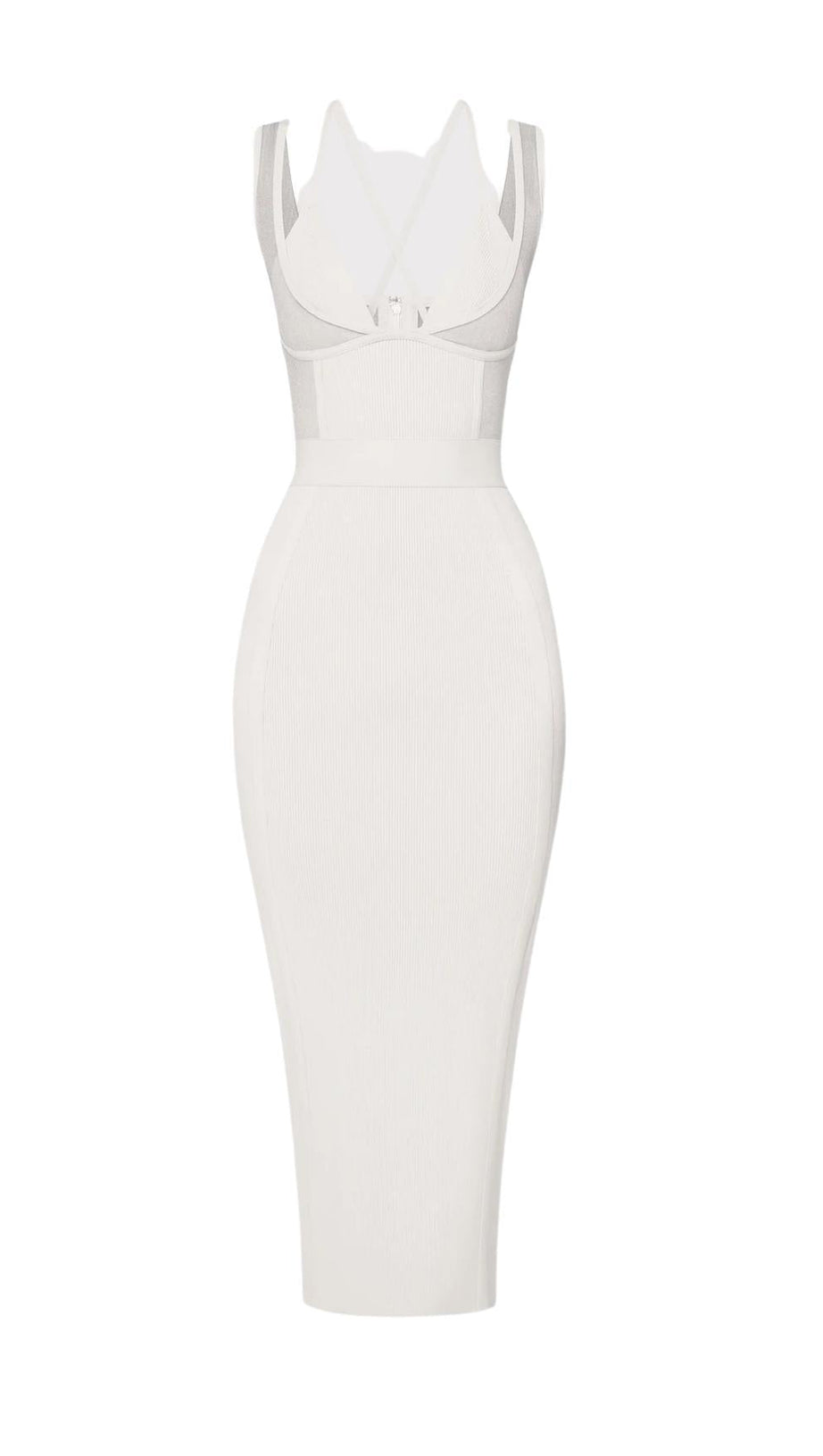 MAXIKLEID MIT TIEFEN V-AUSSCHNITT IN WEISS