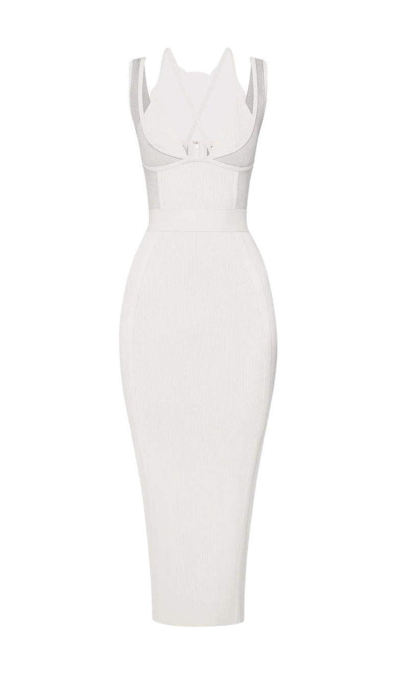 DEEP V MAXI DRESS IN WHITE