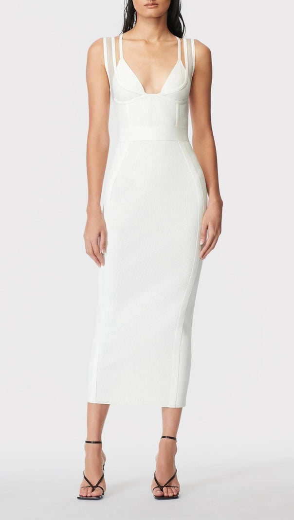 AIIZIE DEEP V MAXI DRESS IN WHITE - product image
