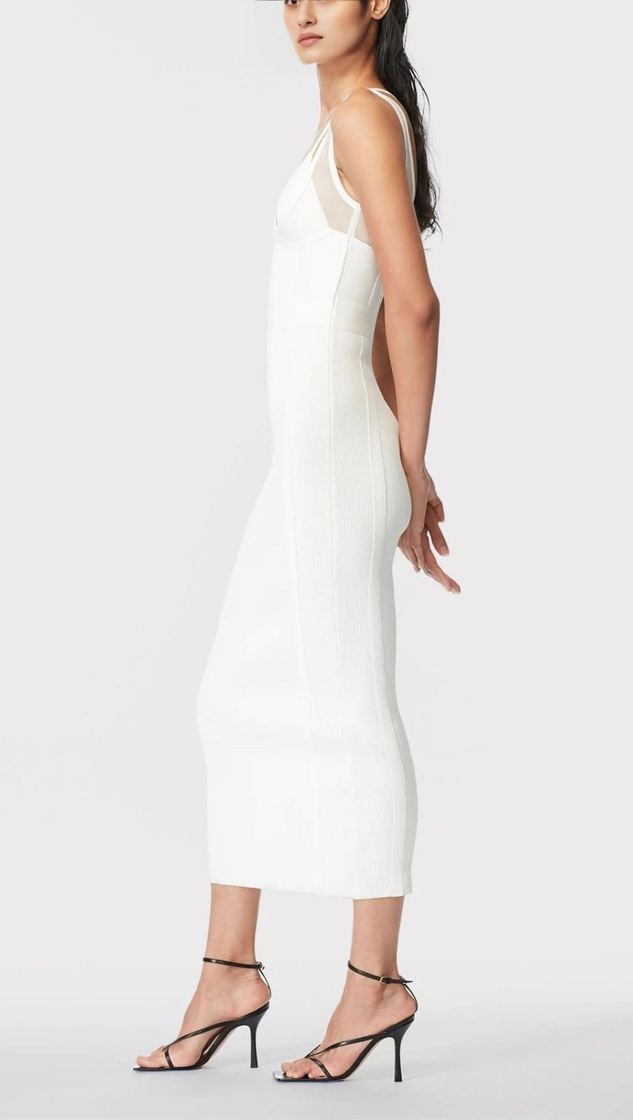 DEEP V MAXI DRESS IN WHITE
