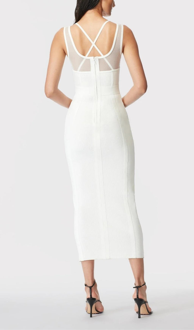 DEEP V MAXI DRESS IN WHITE