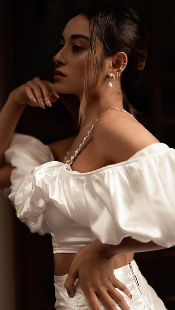 AIIZIE OFF SHOULDER MINI DRESS IN WHITE - product image