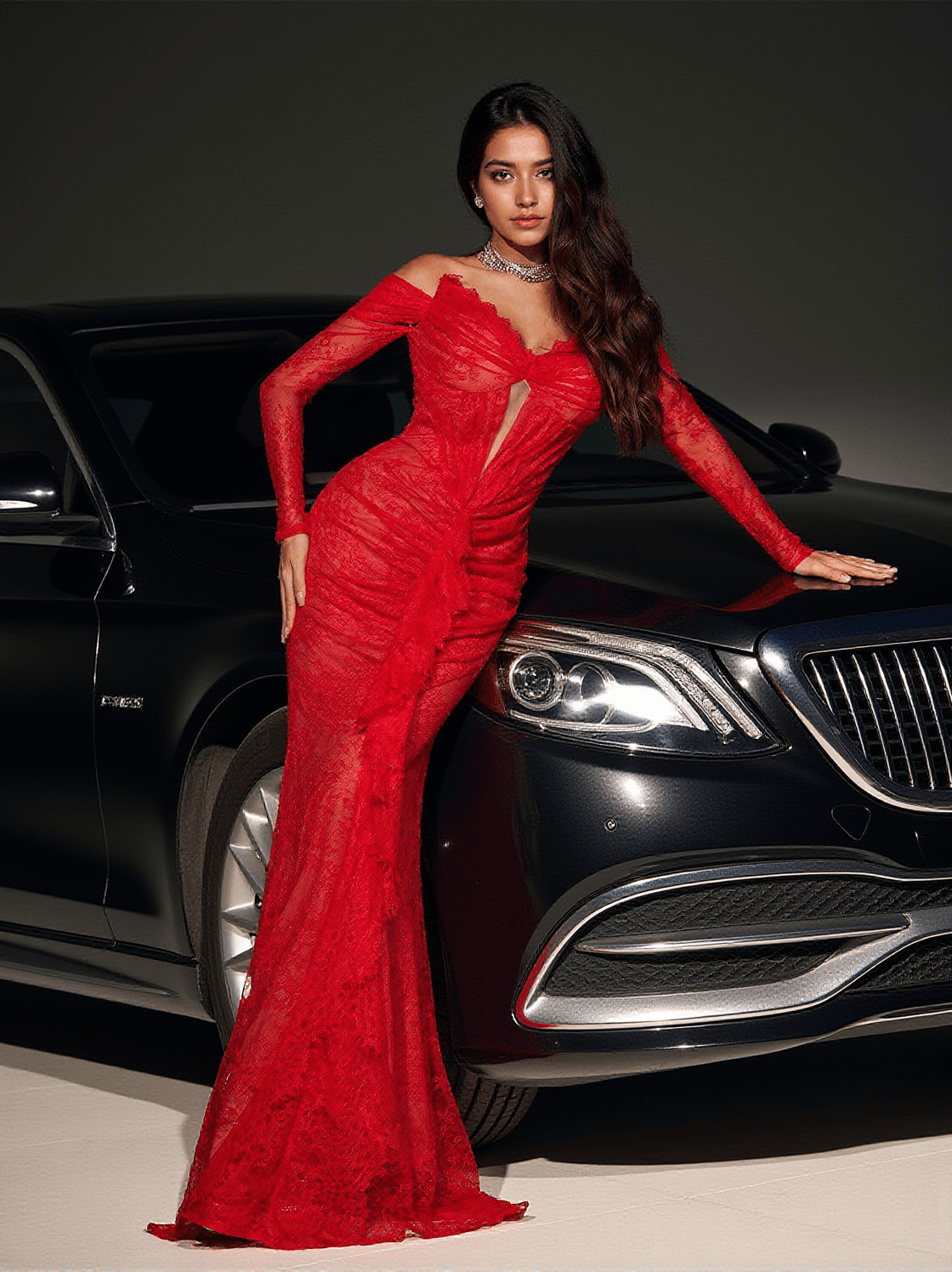 Capella – Schulterfreies Meerjungfrau-Maxikleid aus Spitze