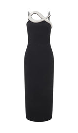 DIAMOND MIDI DRESS IN BLACK